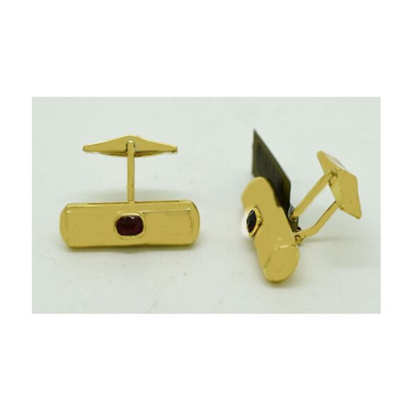 Genuine 1.22 Cts Garnet Cufflinks 14k Yellow Gold - Picture 2 of 3
